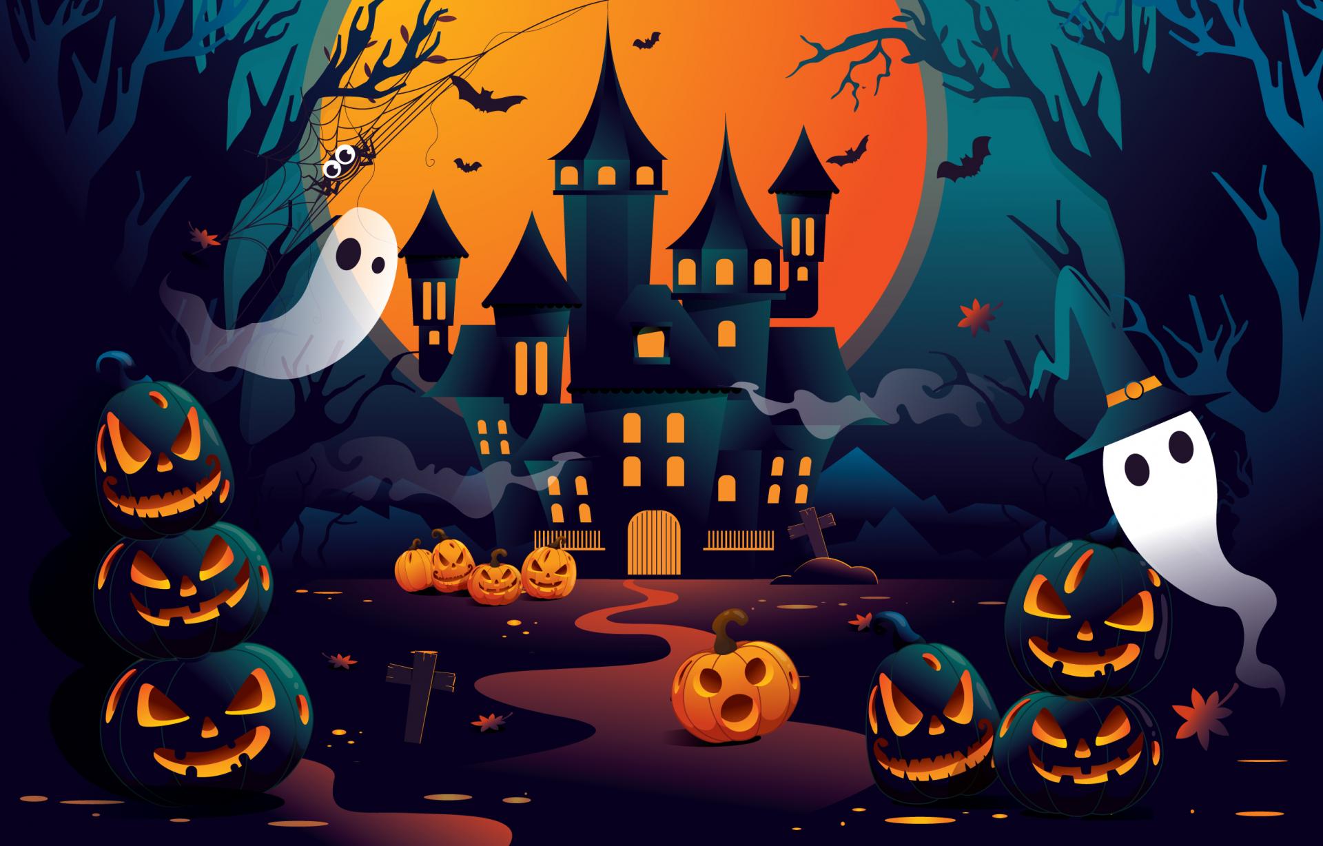 1331268 joyeux halloween du chateau effrayant gratuit vectoriel